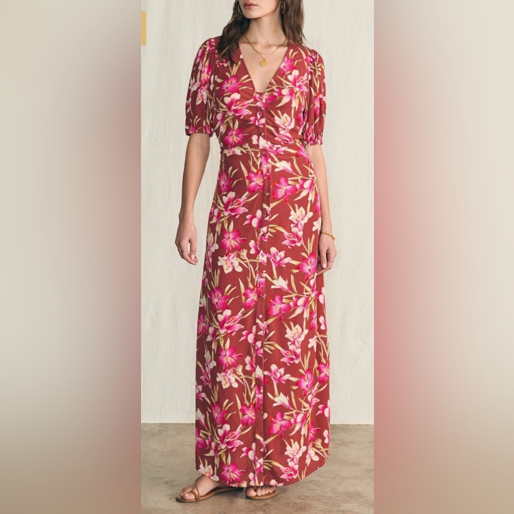 Faherty Floral Pink Maxi Dress